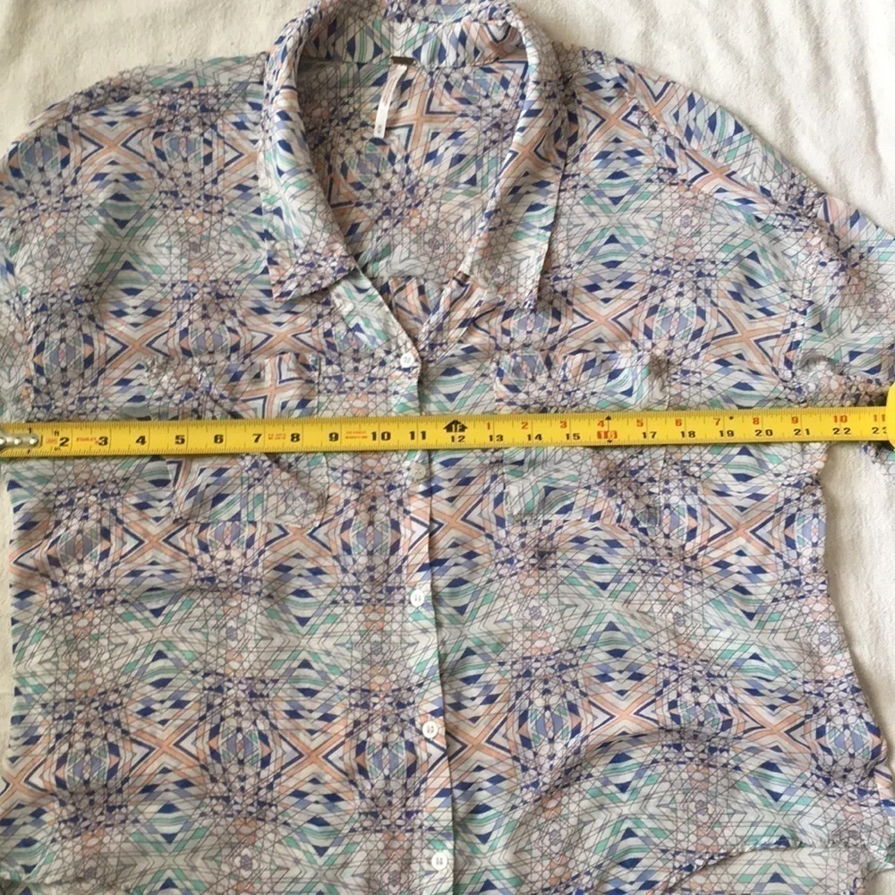 Free People easy Rider Geo Semi sheer Printed button Up Top